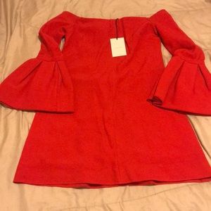 Red long sleeve flare Alexis Dress